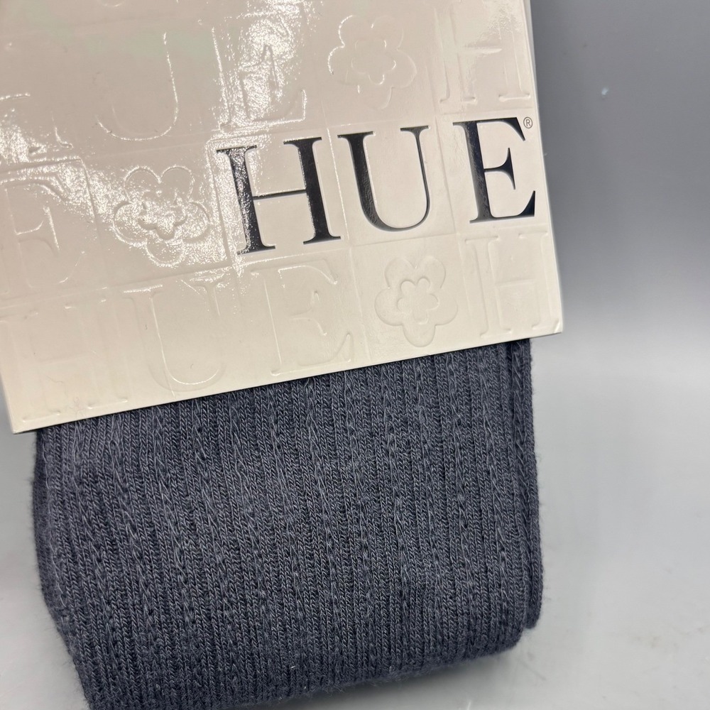Hue Womens Tights Gray Pointelle Rib Sweater Cobblestone Size S/M‎